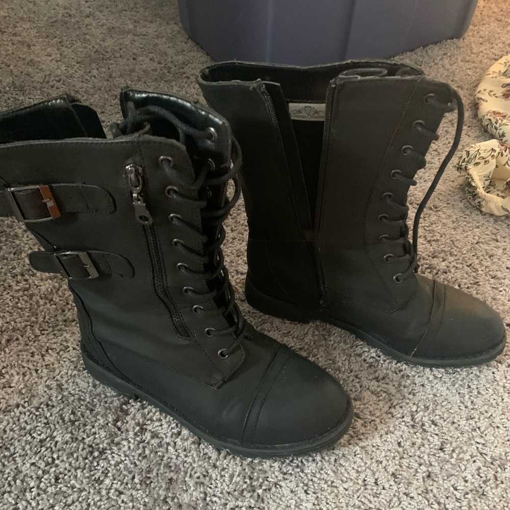 Black combat boots